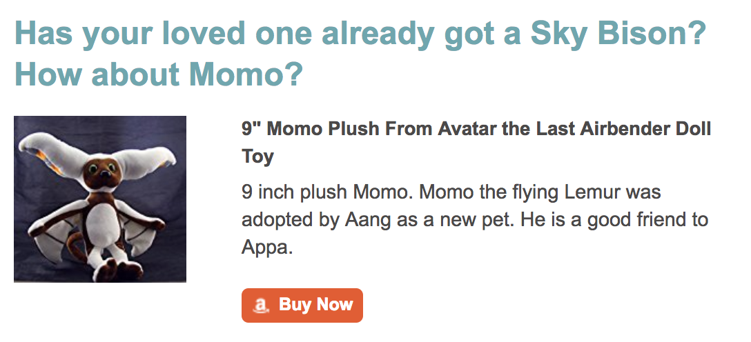 Momo Plush Last Airbender